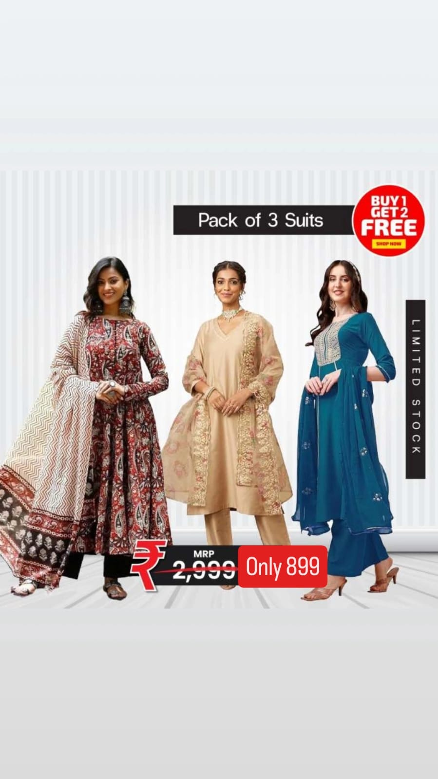 Designer Geometric Print Suit Pack – 3 Styles | Limited Stock