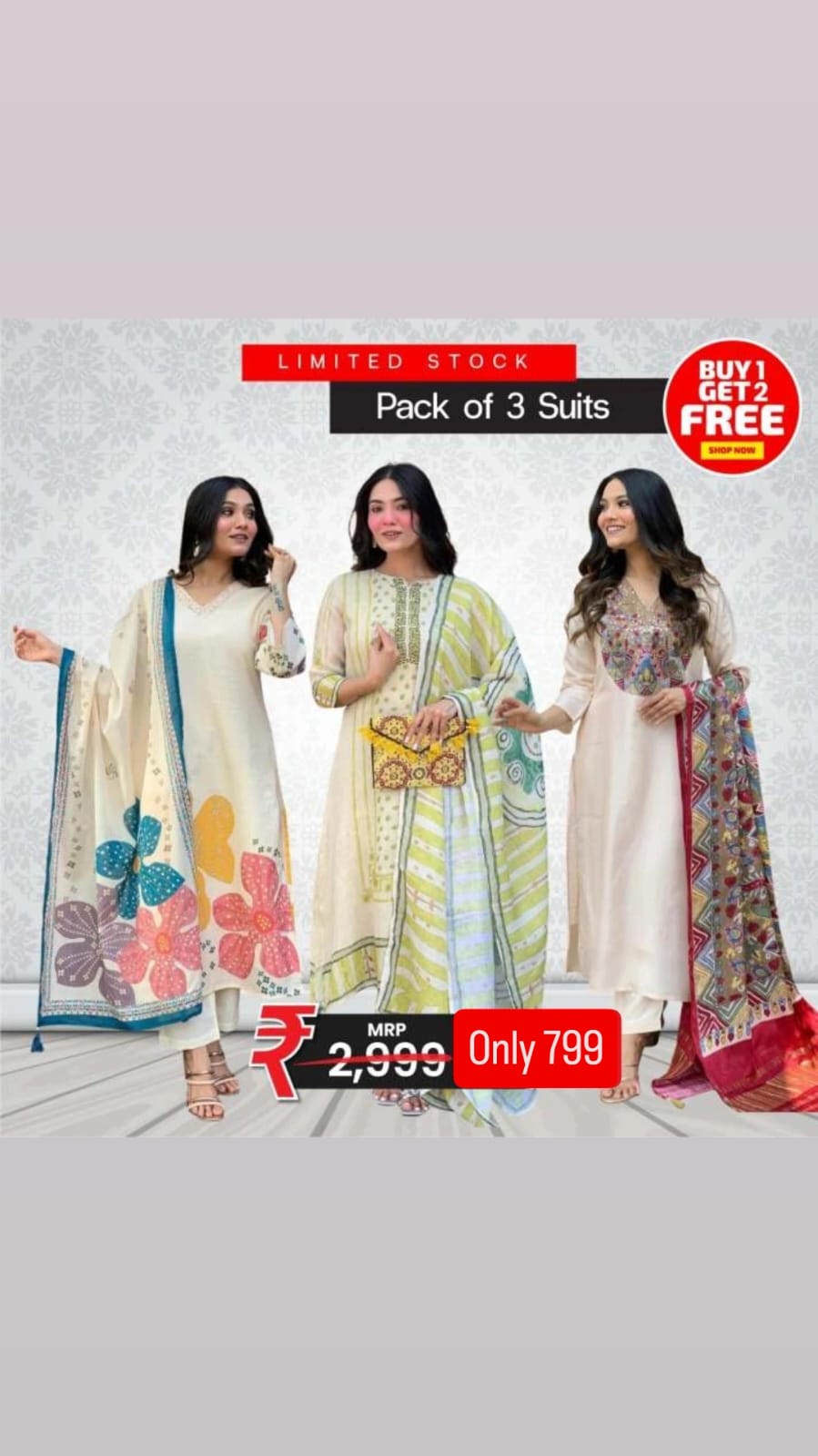 Premium Festive Suit Collection – Pack of 3 | Only ₹799